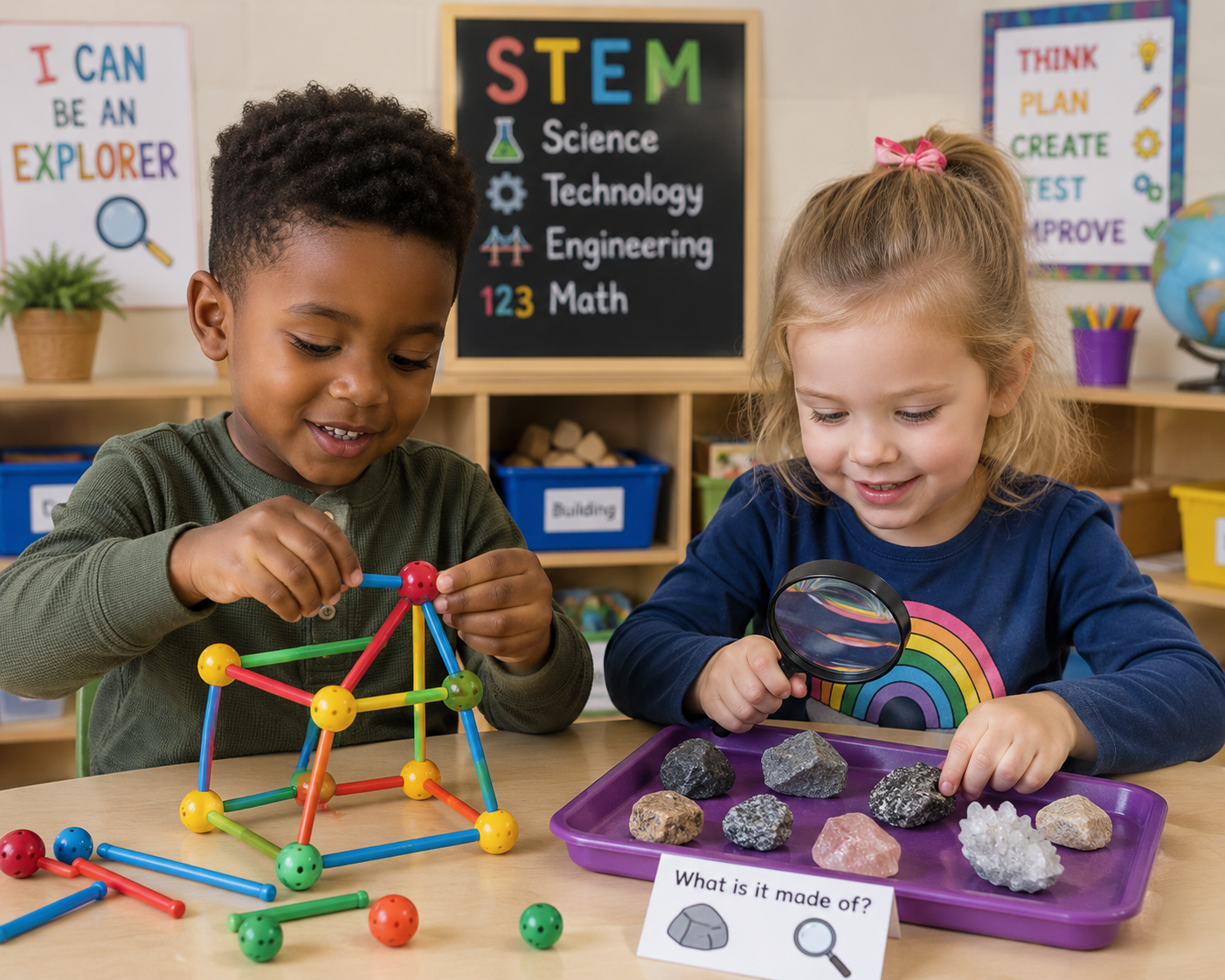 Children engaged in hands-on STEM learning